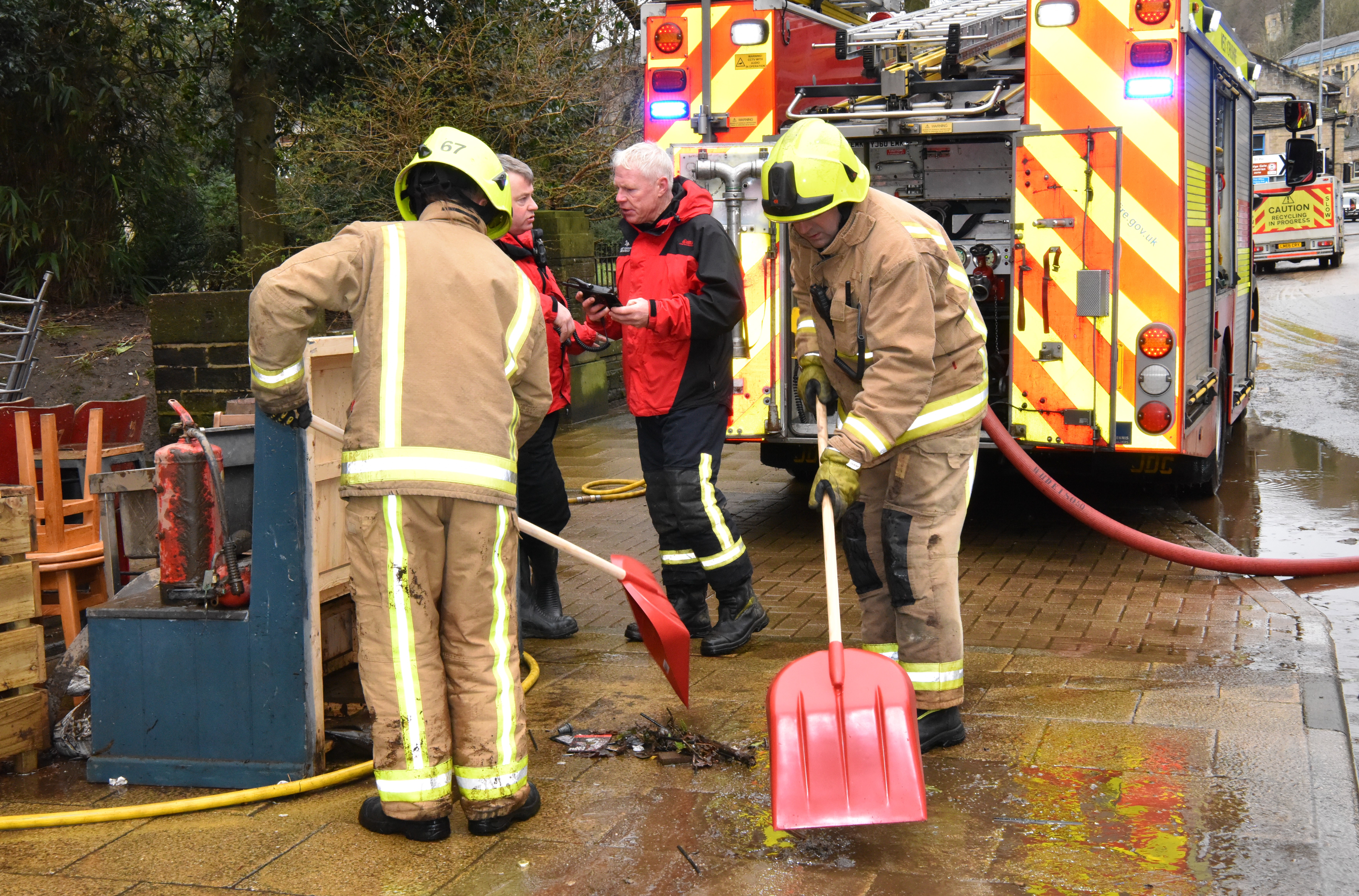 Firefighters responding to flooding. 