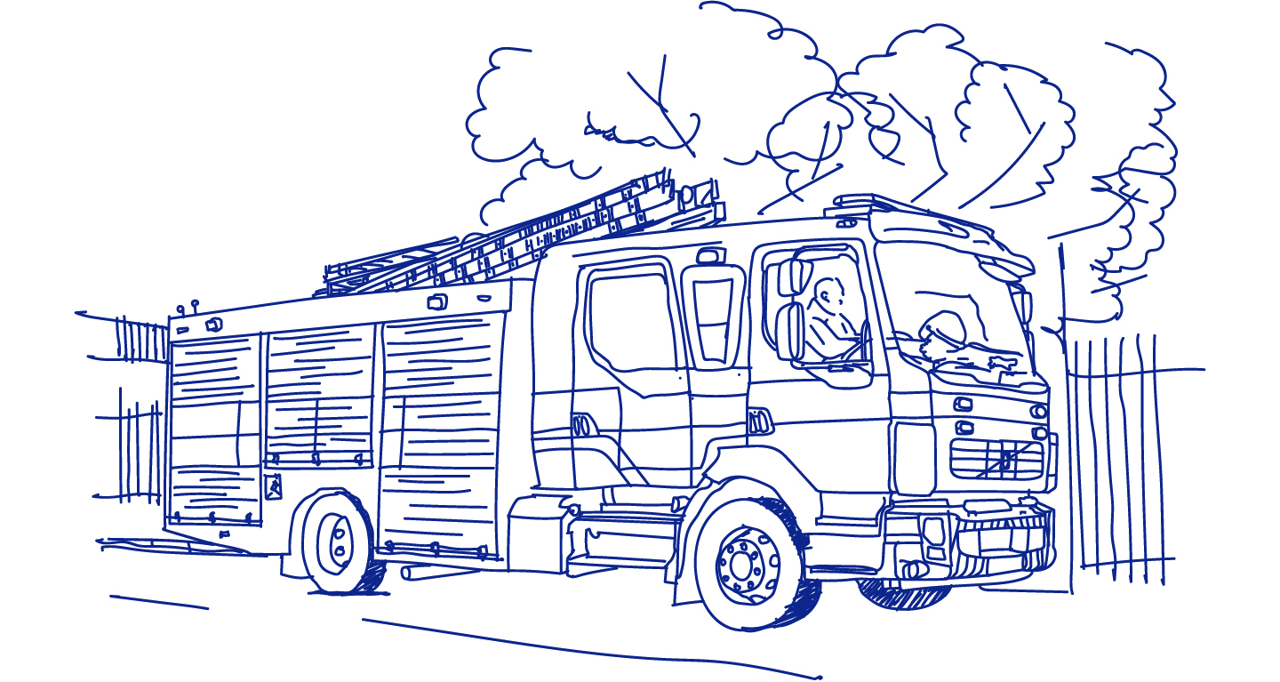 Line drawing of a WYFRS fire appliance.