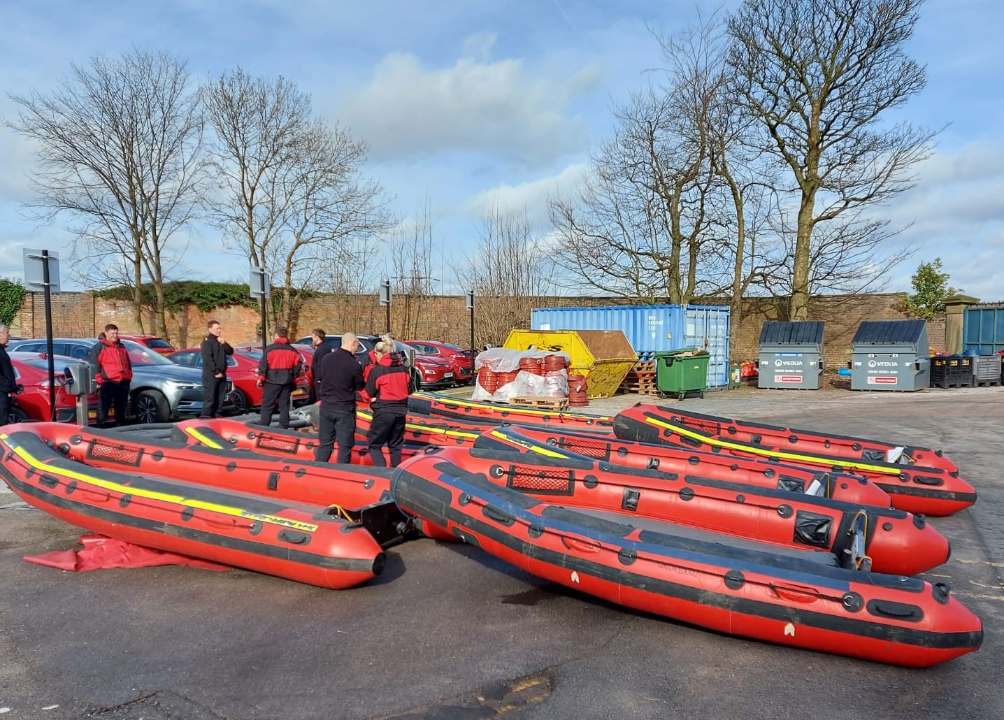 Boats being donated to a convoy that is going to Ukraine