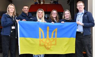 Ukraine flag with team 1