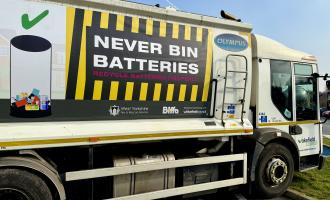 Wakefield Council big wagon - "never bin batteries"