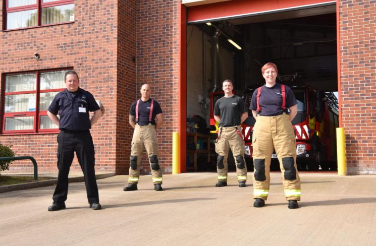 Firefighters stood in front of Pontefract Fire Station.