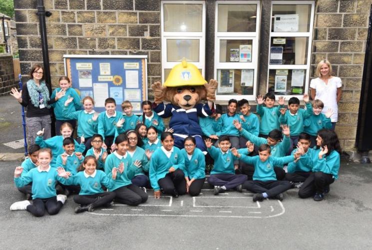 School class with Blaze the Bear. 