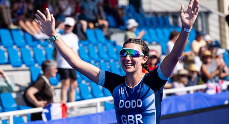 Lorna Dodd at the finish line